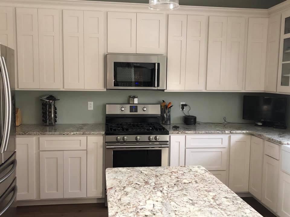 White Kitchen and seeded glass doors