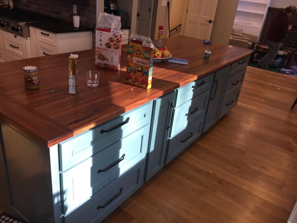 Two Tone Kitchen with beaded mitered doors