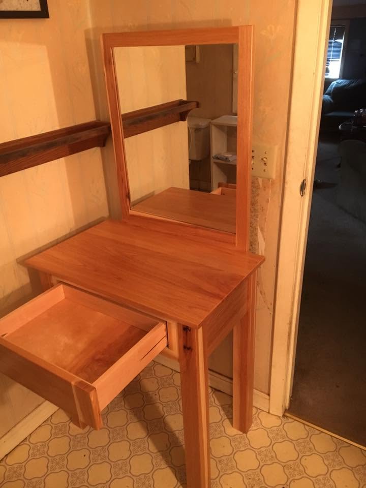 Makeup vanity and bench seat