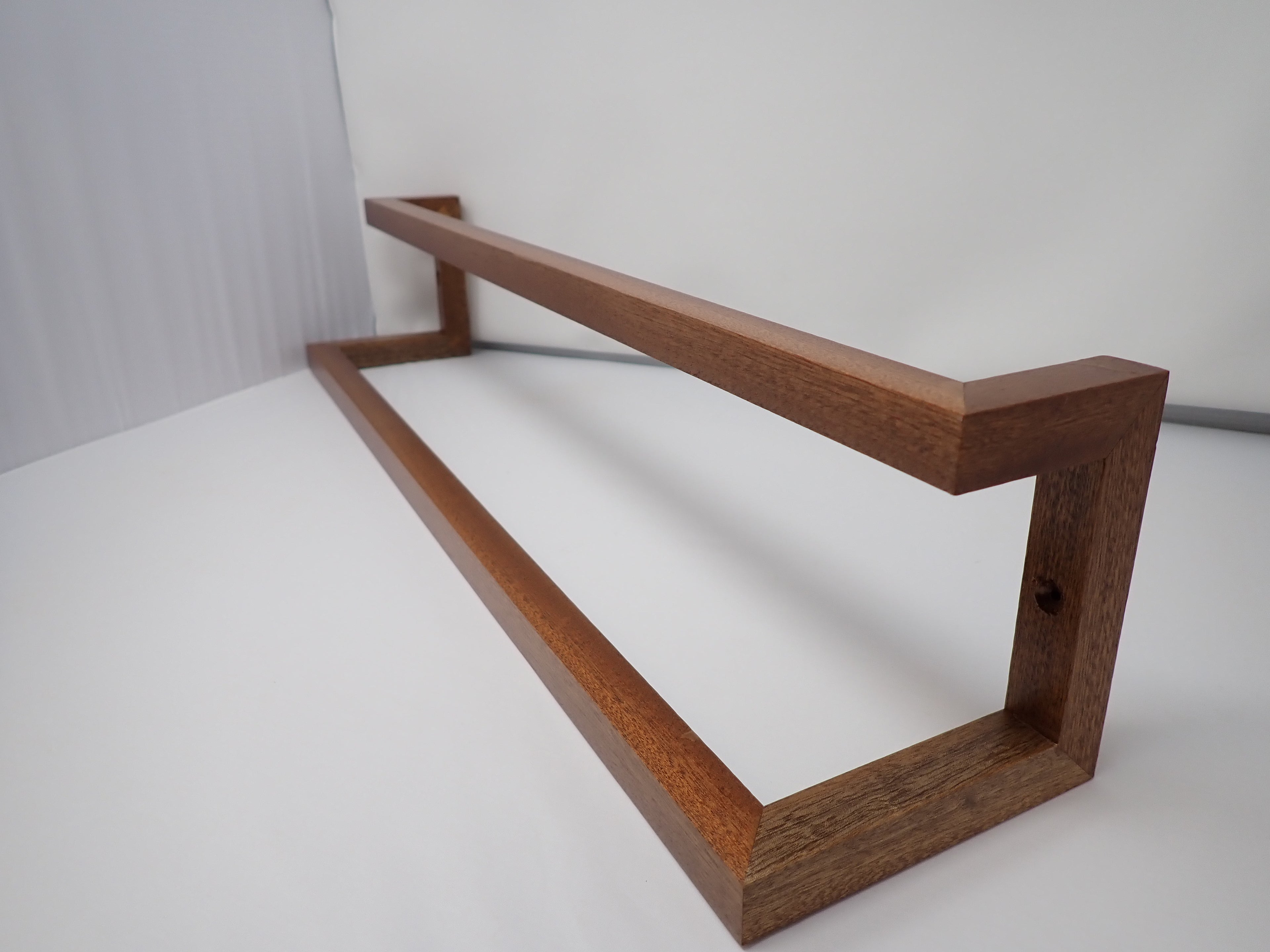 Ribbon Sawn Sapele Two-Tier Towel Bar