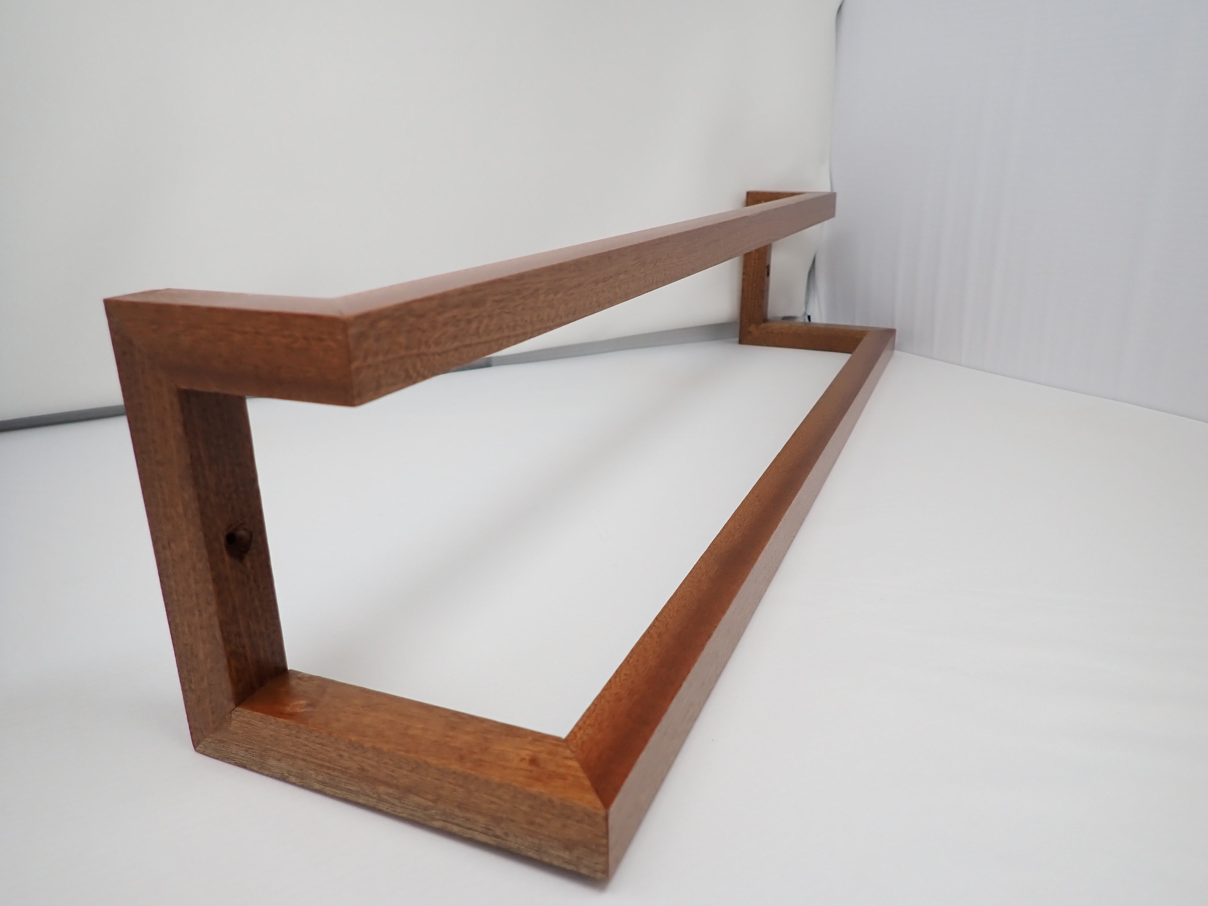 Ribbon Sawn Sapele Two-Tier Towel Bar