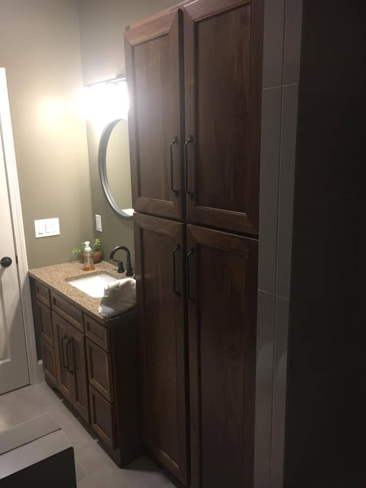 Black Walnut Vanity with Linen Closet
