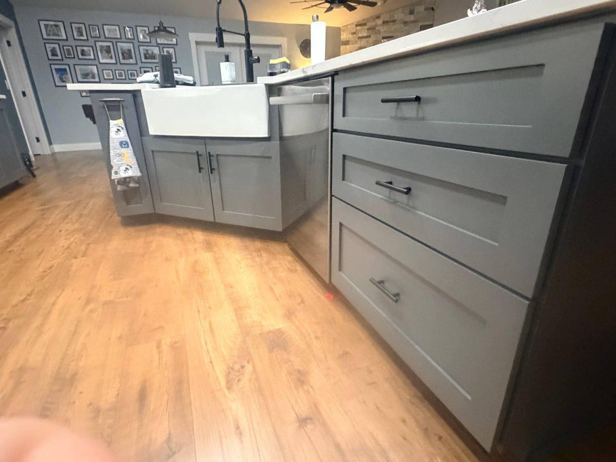 Two tone kitchen and bar area